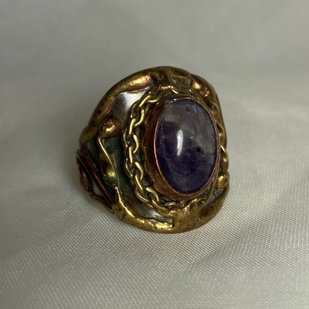 Amethyst Mixed Metal Statement Ring - image 7